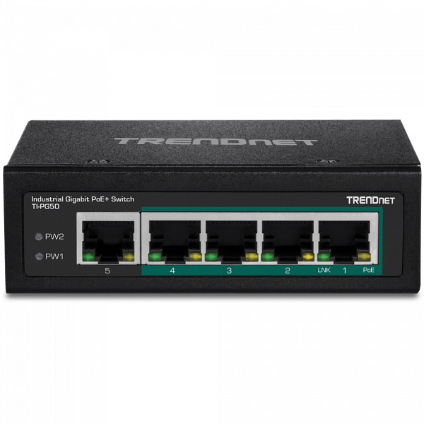 Switch TI-PG50 5-Port Industrial Gigabit PoE+ DIN-Rail